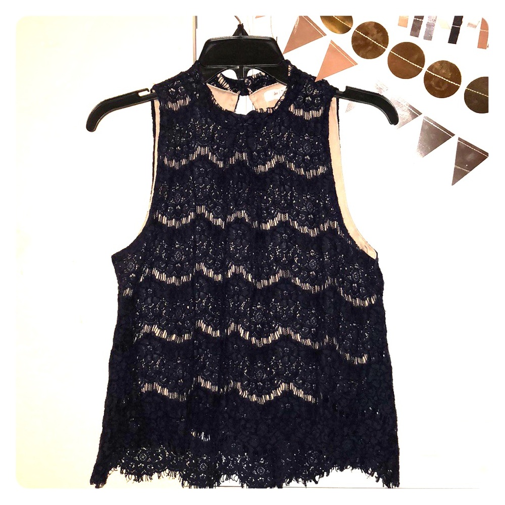 Navy Blue Lace Top